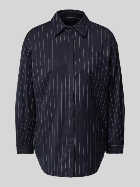 Bluzka koszulowa z na piersi model ‘MARLEY’ Villa Sophie