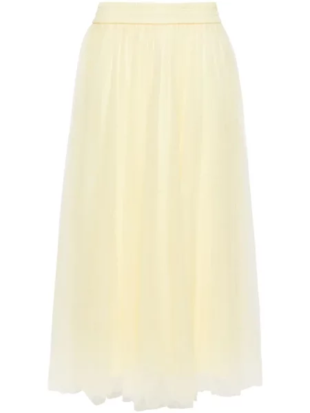 Fustă midi Fabiana Filippi din tul până la genunchi galben