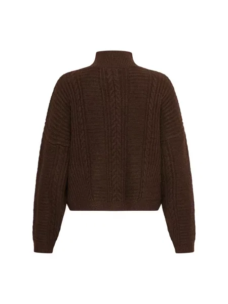 Sweter z dzianiny ze stójką model MYLLE' Ichi brązowy