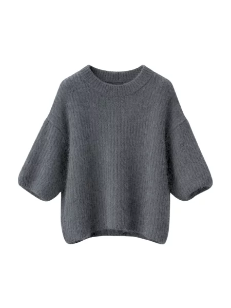 Krótki sweter Opal Studio z krótkim rękawem szary