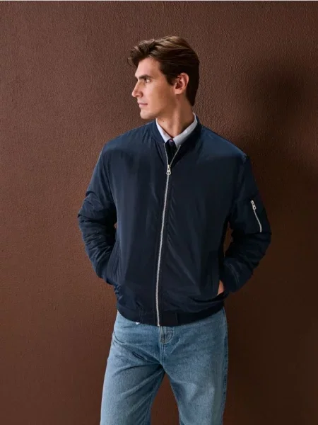 Sinsay Kurtka bomberka z ociepleniem granatowy