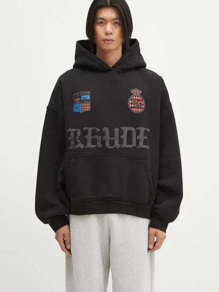 Dukserica RHUDE Cote D'Azur Crest za muškarce s kapuljačom s aplikacijom crna