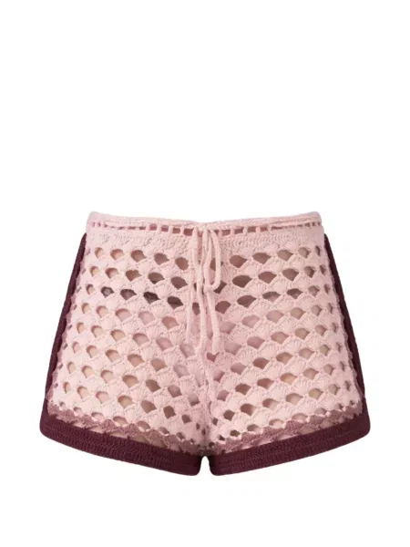 Sznurek ściągający szydełkować szorty Leslie Amon różowe
