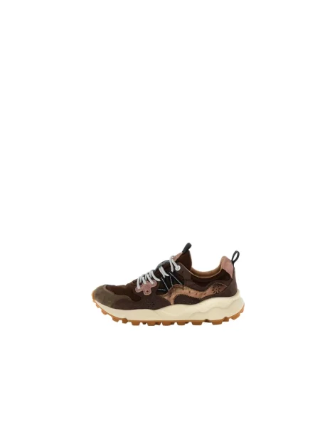 Sneakersy Flower Mountain skórzane w kwiatki brązowe