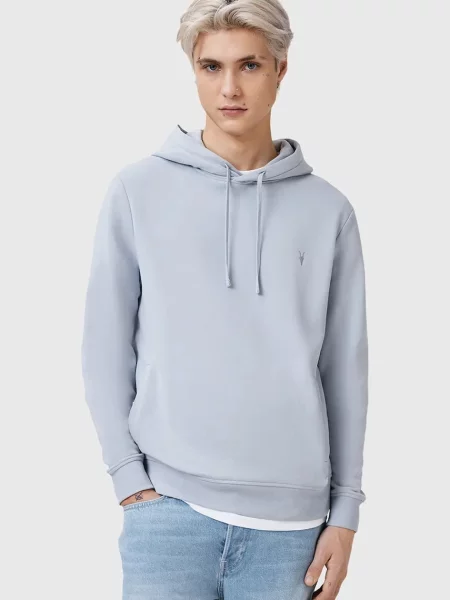 Суичър с качулка Allsaints с качулка синьо