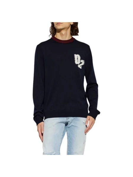 Sweter Dsquared2 wełniany niebieski
