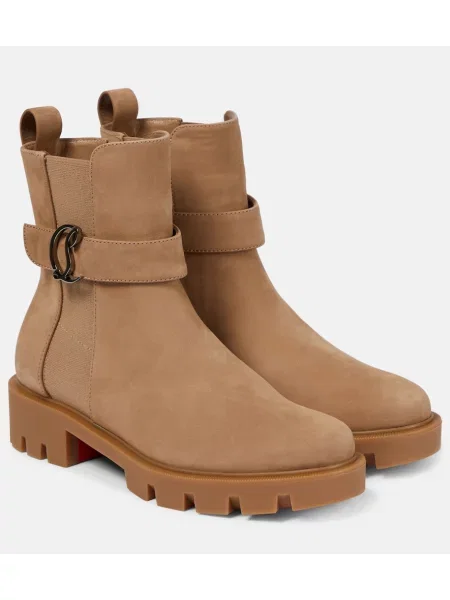 Botine chelsea Christian Louboutin din piele de căprioară bej