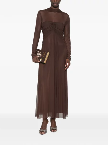 Rochie maxi Twinset cu volane maro