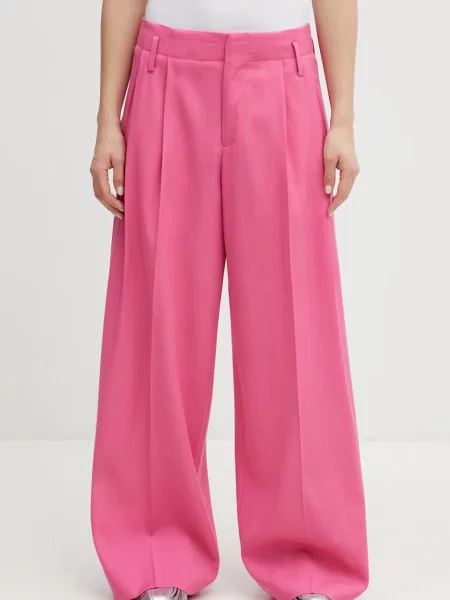 Kenzo pantaloni de lână roz