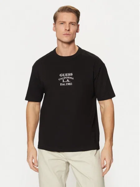 Guess Tricou Negru Oversize alb