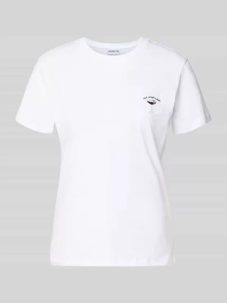 T-shirt z wyhaftowanym motywem Jake*s Casual biała