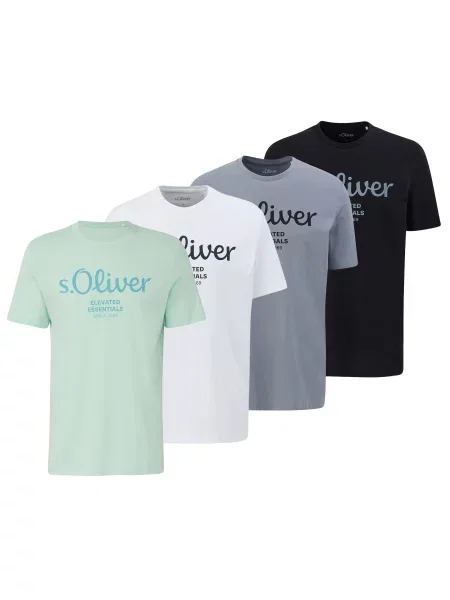 S.Oliver Póló szürke / világoszöld / fekete fehér