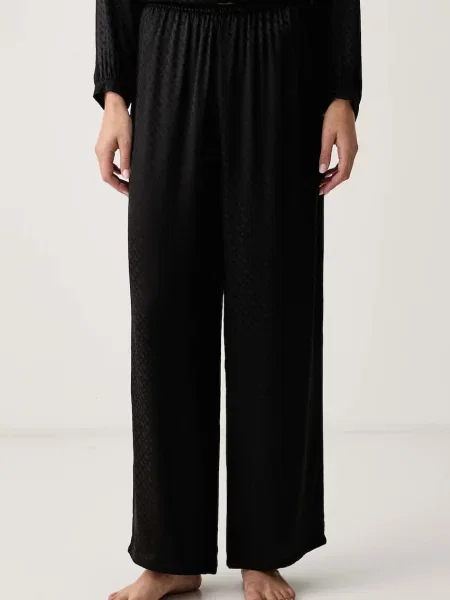BOSS pyžamové nohavice dámske z viskózy B Monogram_Pants TW čierna
