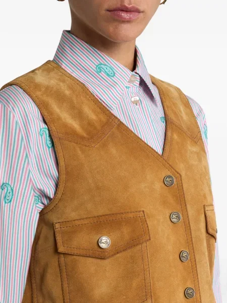 Vestă Etro din piele de căprioară maro
