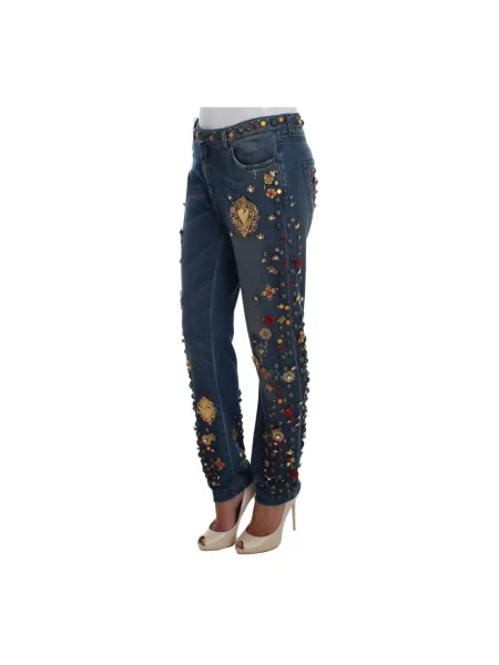Jeansy boyfriendy Dolce And Gabbana niebieskie