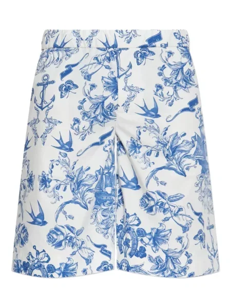 Pantaloni scurți Alexander Mcqueen cu model floral cu imagine alb