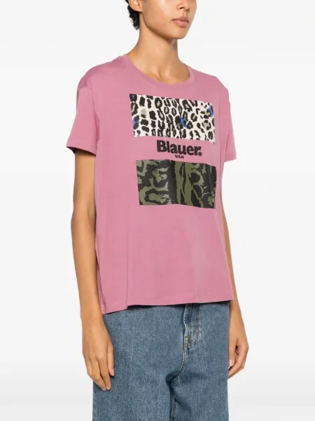 Tricou Blauer cu imagine cu model leopard roz