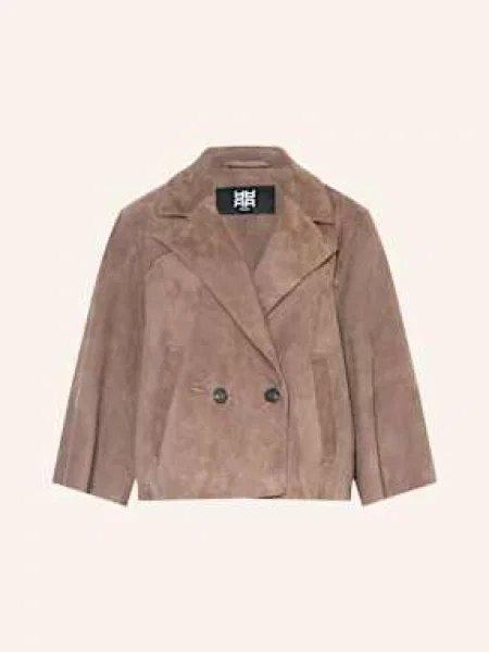 Riani Kurtka Skórzana Z Rękawem beige beżowa