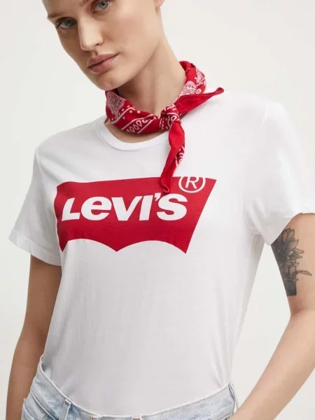 LEVI'S Tričko červená / šedobiela biela