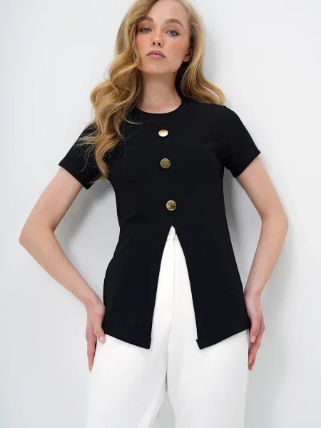 Trend Alaçatı Stili Bluza črna