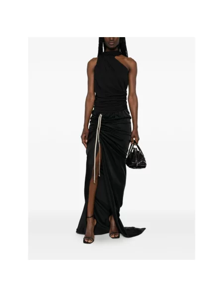 Sukienka Rick Owens asymetryczna drapowana czarna