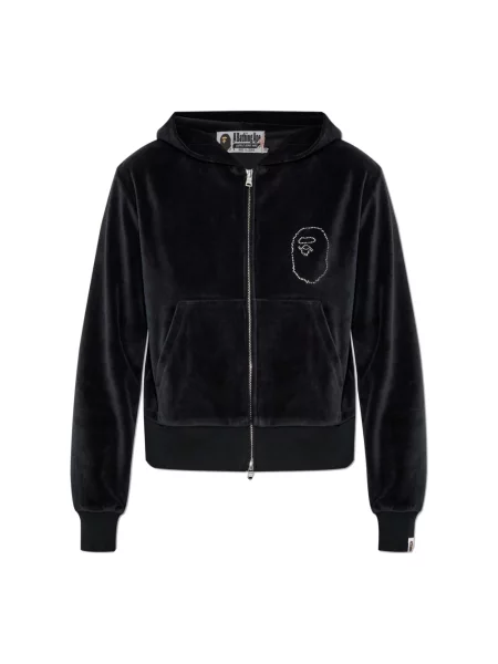 A Bathing Ape bluza welurowa Crystal Stone Ape Head czarna