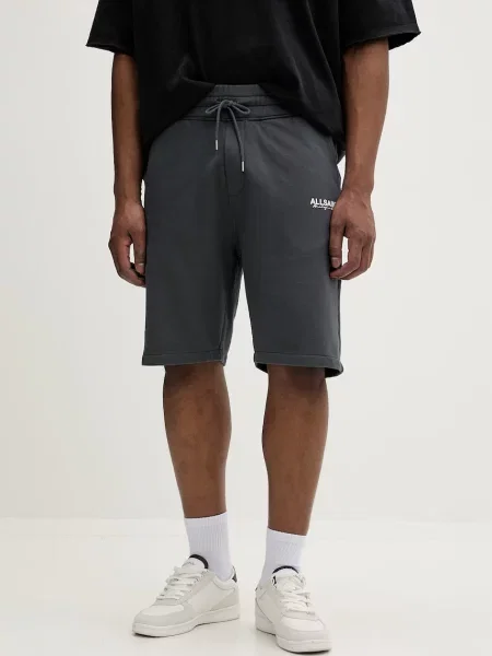 AllSaints pantaloni scurți din cașmir EMBLEM gri