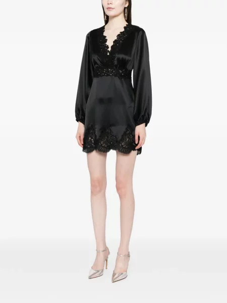 Rochie mini Cynthia Rowley din satin de costum negru