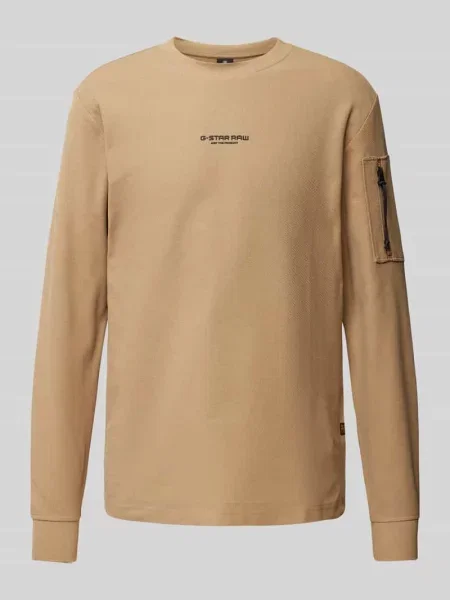 Sweter z dzianiny z napisem z logo model ‘tweeter’ G-star Raw beżowy