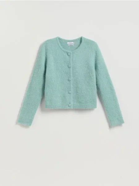 Reserved Кардиган з додаванням вовни альпака світло-бірюзовий бірюзовий