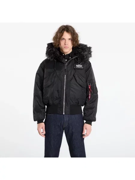 Jachetă Alpha Industries Hooded Custom Black L negru