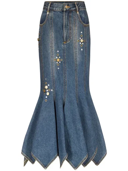 Spódnica midi Area do kolan niebieska