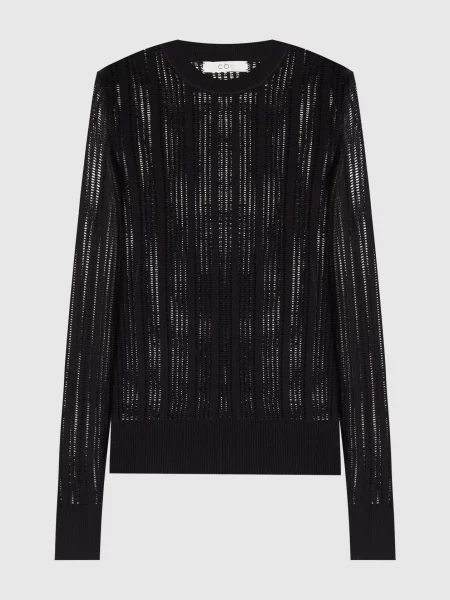 Ажурний джемпер із шовку Co чорний