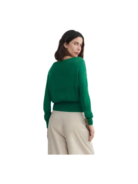 Lniany sweter Thinking Mu zielony