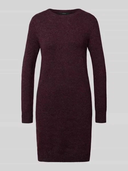 Sukienka z dzianiny o lejącym kroju z długim rękawem model ‘DOFFY’ Vero Moda bordowa