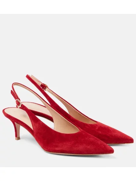 Pantofi cu toc Gianvito Rossi din piele de căprioară slingback roșu