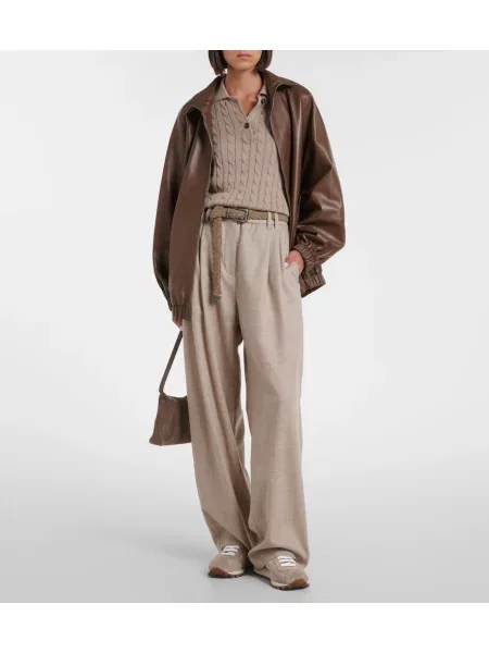 Pantaloni Brunello Cucinelli de lână bej