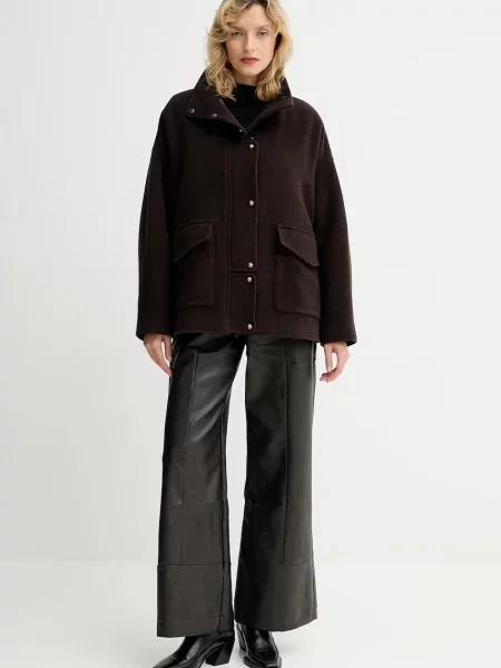 Sessun płaszcz z domieszką wełny brązowy