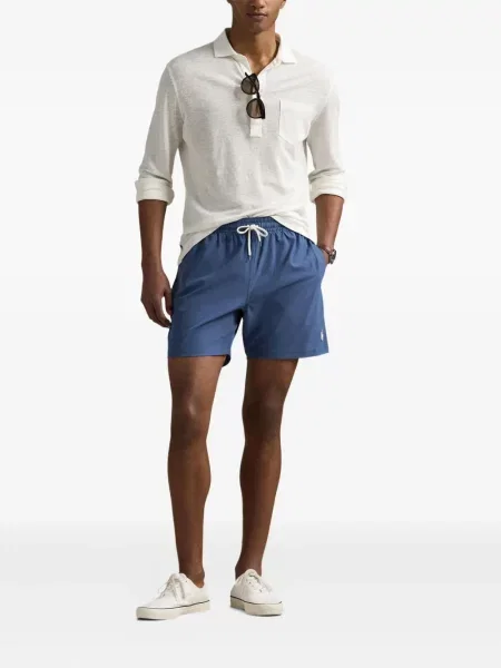 Koszulka Polo Ralph Lauren w paski garniturowa płócienna niebieska