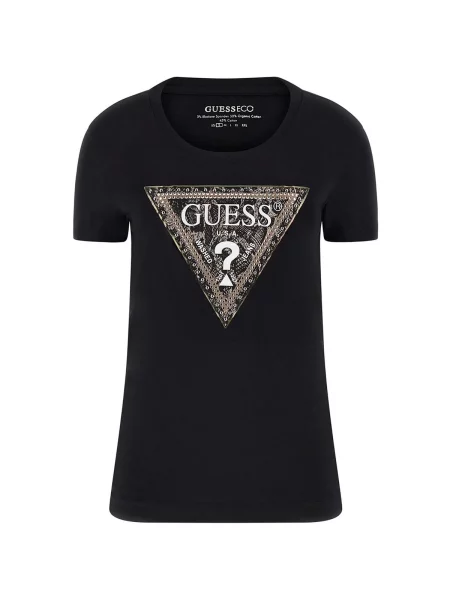 GUESS Tričko hnědá černá