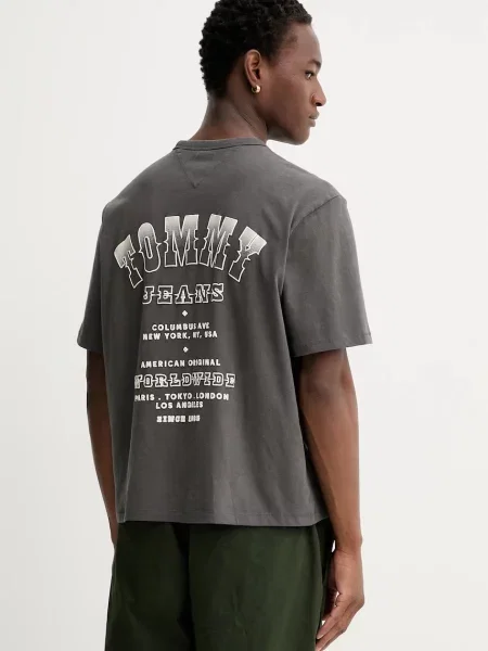 Tričko Tommy Jeans s potiskem šedá