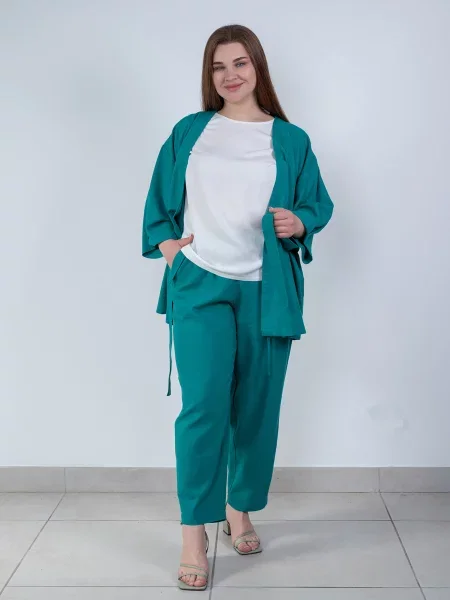 Лляний Кардиган Nita смарагдовий