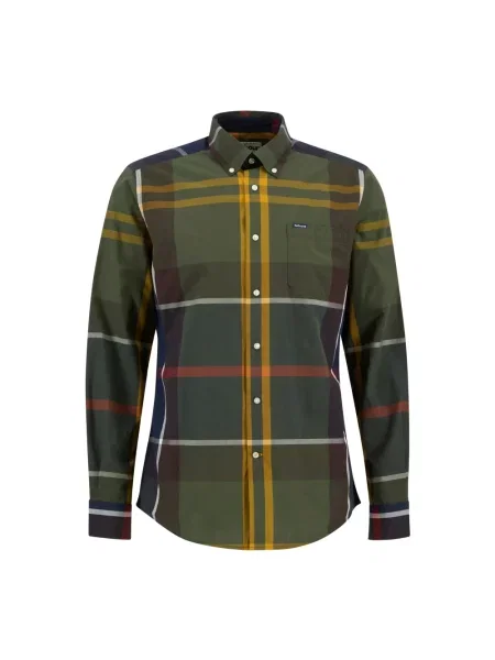 Koszula z długim rękawem Barbour w kratę z długim rękawem klasyczna zielona