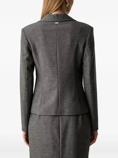Cu centură sacou Fracomina cu model herringbone gri