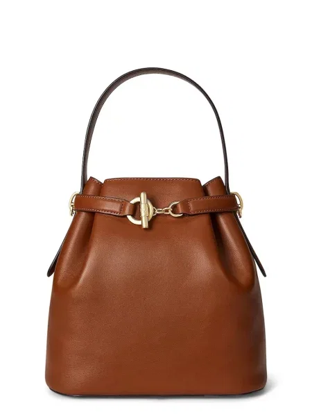 Lauren Ralph Lauren torbica vreča usnjena rjava