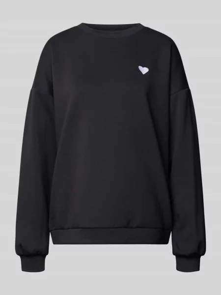 Sweter o kroju relaxed fit z wyhaftowanym sercem Model TALIA' Pieces czarny