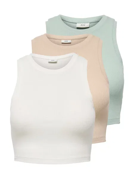 JDY Top JDYLUCKY maro cămilă / verde deschis alb