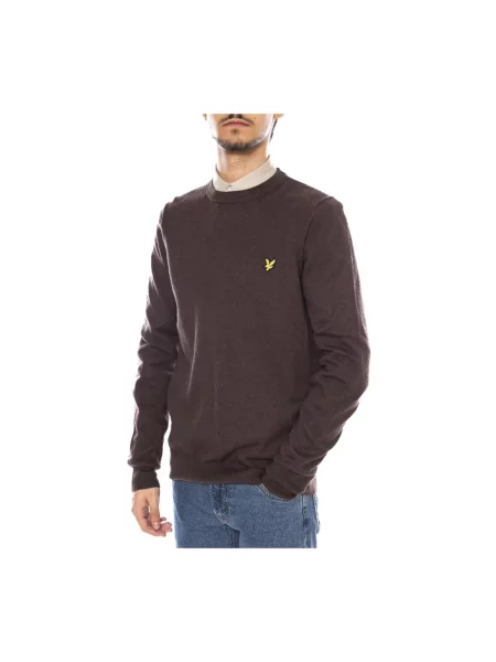 Sweter Lyle & Scott z wełny merino brązowy