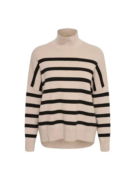 Sweter z golfem Inwear w paski z paskiem czarny