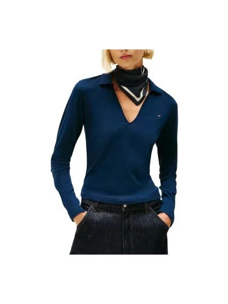 Tricou cu mânecă lungă Tommy Hilfiger albastru